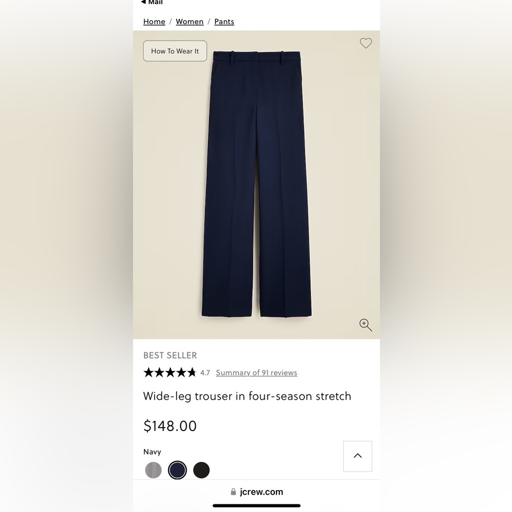 Wide leg j crew women’s trousers size 2